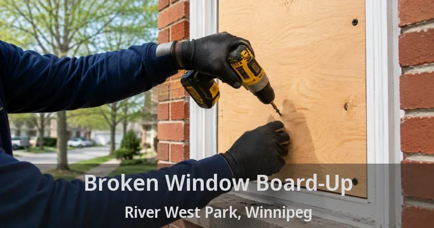 Broken Window Board-Up River West Park, Winnipeg - MB