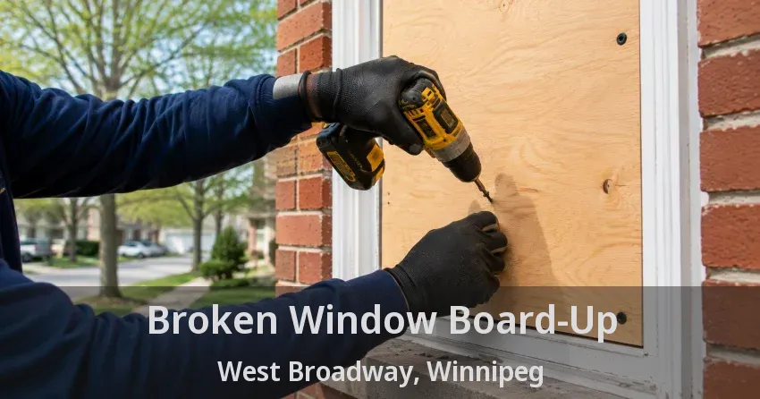 Broken Window Board-Up West Broadway, Winnipeg - MB