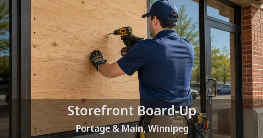 Storefront Board-Up Portage & Main, Winnipeg - MB