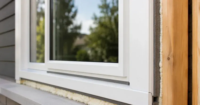 technician installing fiberglass window frame in Riverview, Winnipeg home