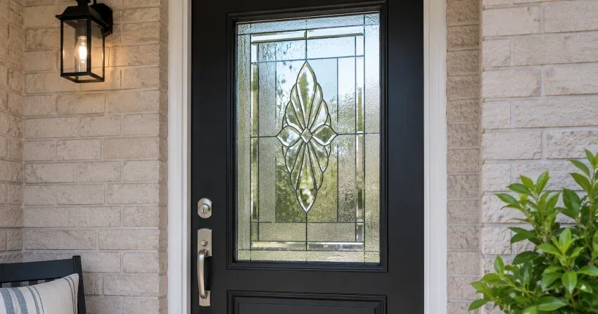 technician replacing a cracked decorative glass panel in Winnipeg