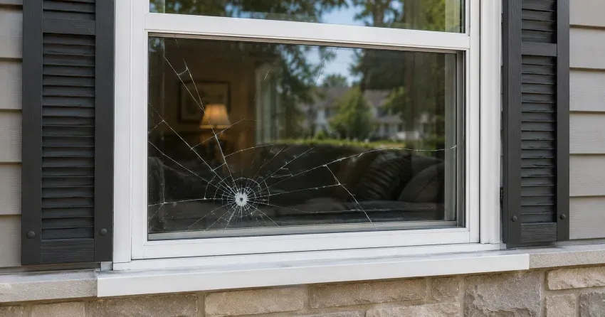 technician measuring window opening for emergency glass replacement Crestview, Winnipeg