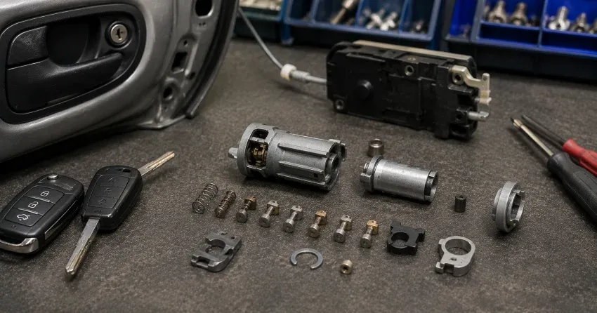 technician testing a car key fob during Car Lock Repair Winnipeg
