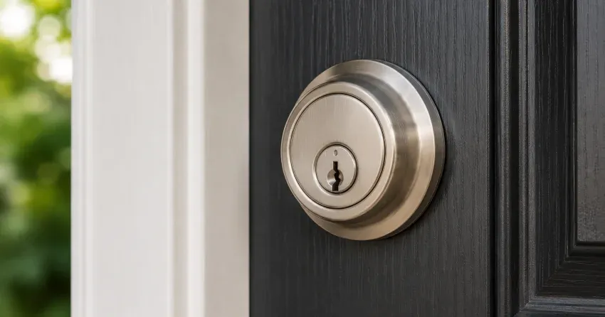 technician adjusting front door hinges during repair