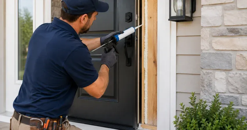 fiberglass front door installed with sidelights in Winnipeg