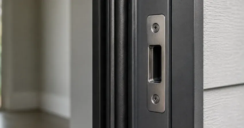 steel security door installed with reinforced frame