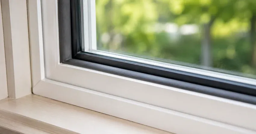 technician inspecting window weatherstripping for drafty window repair Winnipeg