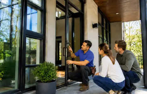 Modern home exterior with floor-to-ceiling windows by Windows & Doors Winnipeg